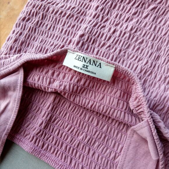 2X Zenana Smocked Tiered Midi Dress Lt Rose Pink Plus sized comfort brand new - Picture 13 of 16